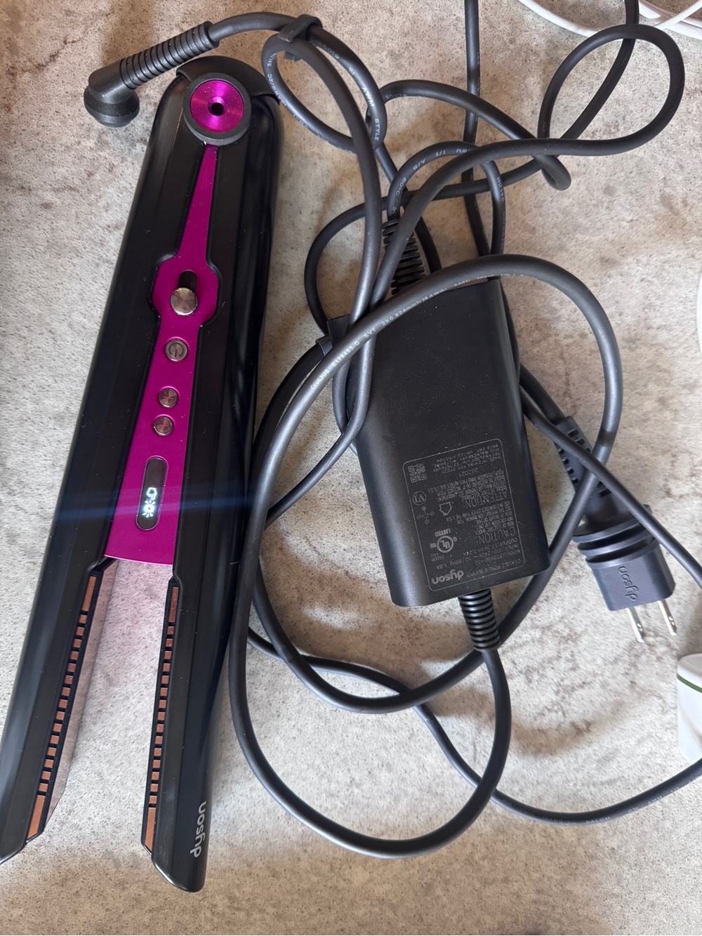 Dyson Corrale Black and Magenta Hair Straightener with Power Adapter
